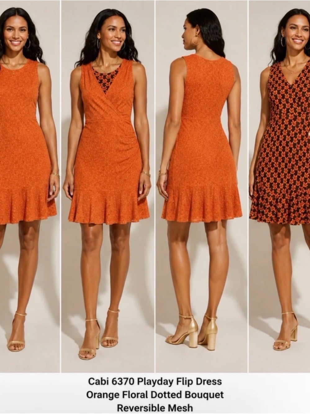CAbi Reversible Playday Mini Dress in Orange and Black Floral